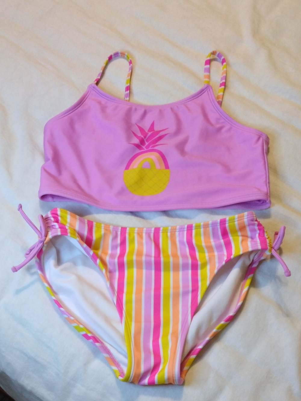 Cat & Jack Pink Pineapple Two-Piece Striped Swim Set